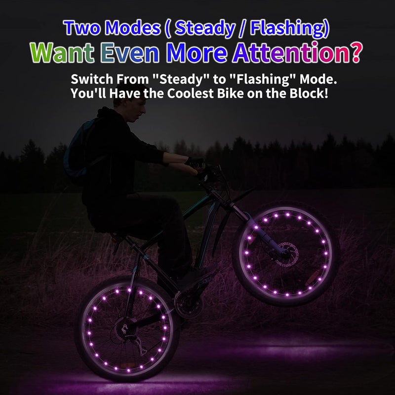DAWAY A01 LED Bike Wheel Lights - Ultra-Bright, Waterproof Bicycle Spoke Lights with Batteries - Fun, Safe, Glow Bike Tire Decoration Accessories for Kids, Boys, Girls, Adults - Great for Night Riding - Image 5